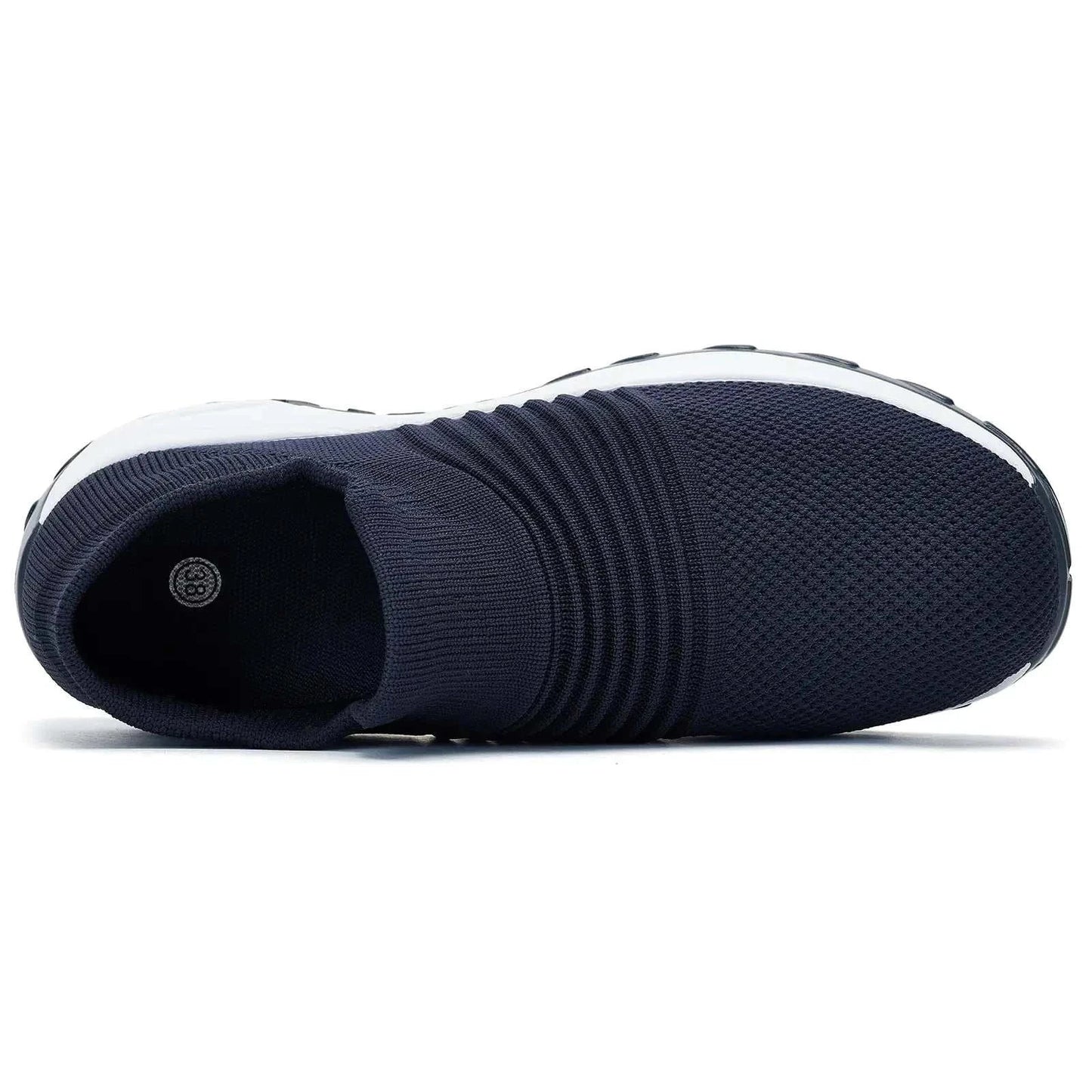 Women's Mesh Slip-On Sneakers - Navy Blue White Air Cushion Dance Shoes