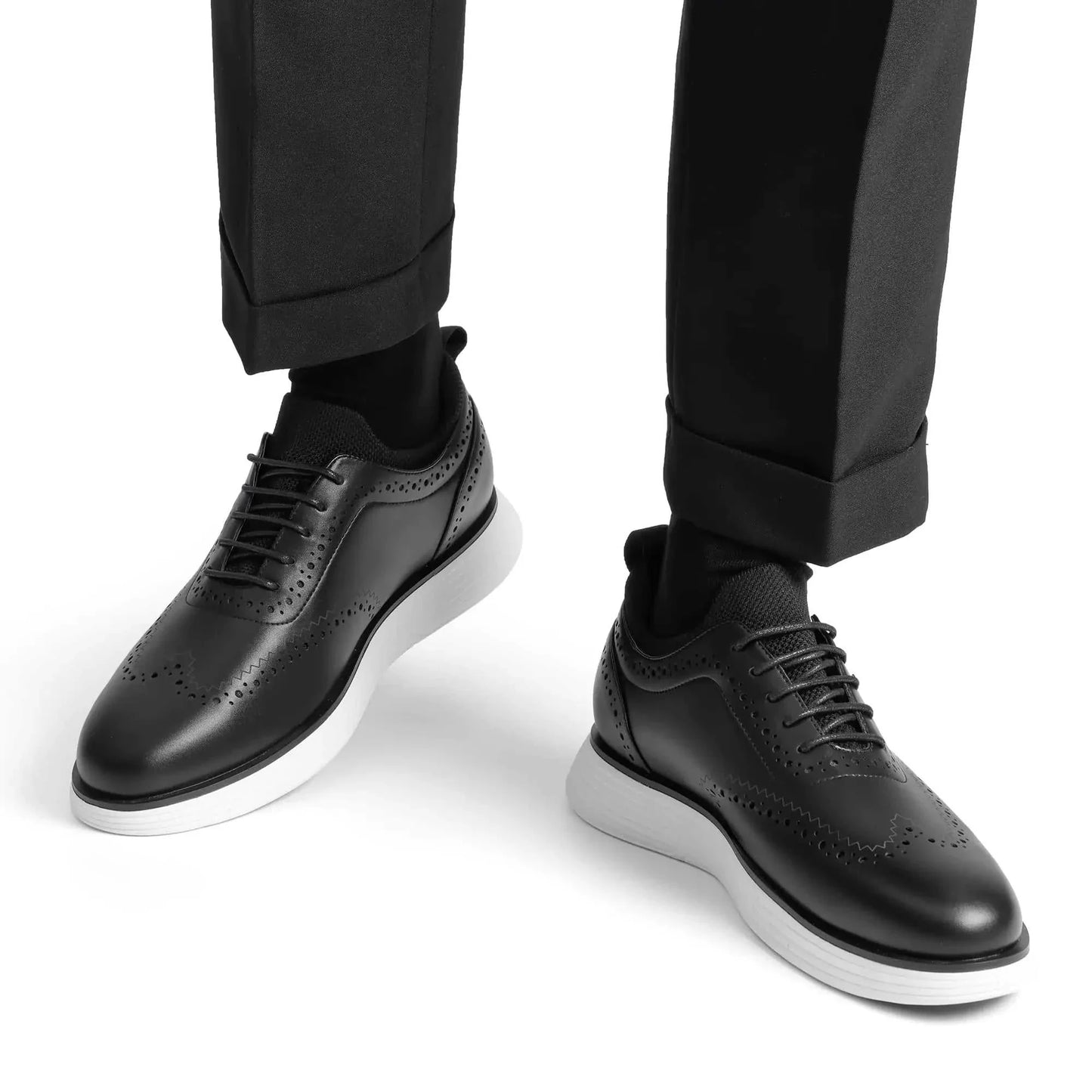 Bruno Marc MaxFlex Men's Black Wingtip Dress Sneakers