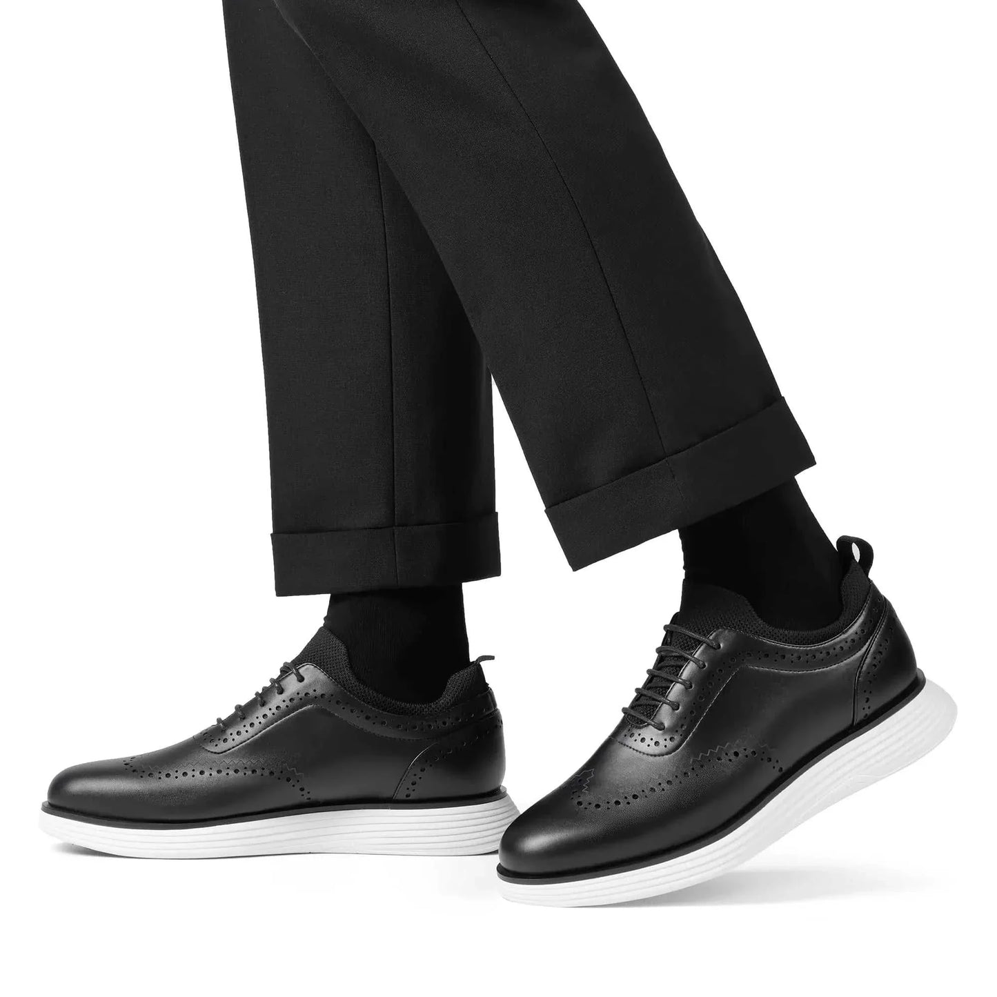 Bruno Marc MaxFlex Men's Black Wingtip Dress Sneakers