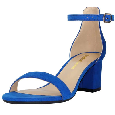 Women's Velvet Blue Strappy Low-Heel Sandals