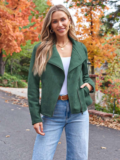AUTOMET Green Suede Faux Leather Crop Jacket