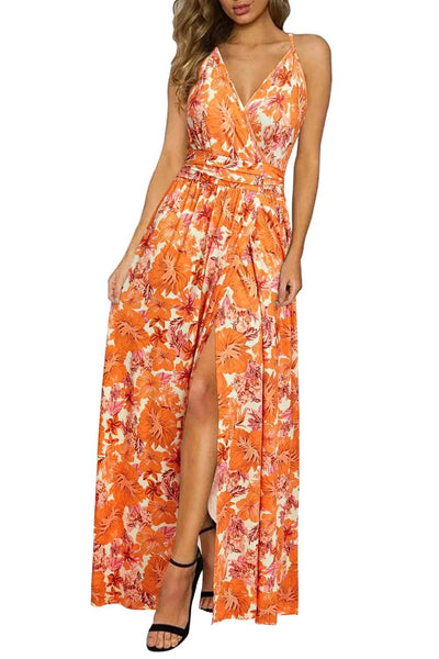 BohoChic XL Orange-Pink Floral Maxi Dress