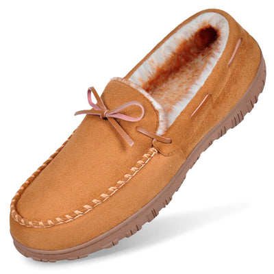 MIXIN Men's Memory Foam Moccasins Slippers Size 9 Brown