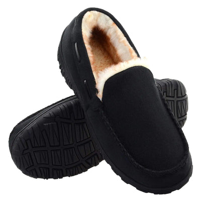 Vonair Men's Warm Moccasin Slippers Size 10 Black