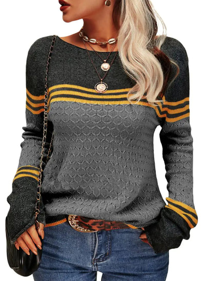Danedvi Colorblock Slim Sweaters for Women - Autumn/Winter