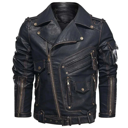 Classic Men's Leather Jacket Black Small